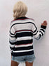 'Eulalie' Striped Pullover Knit Sweater - Celes Fashion